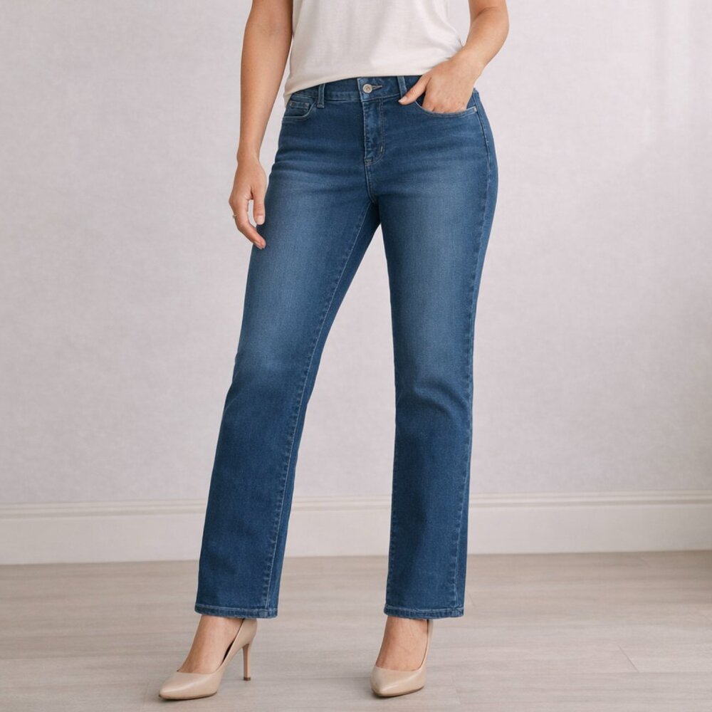 NYDJ Marilyn Blue Straight Leg Jeans with Stretch 12P